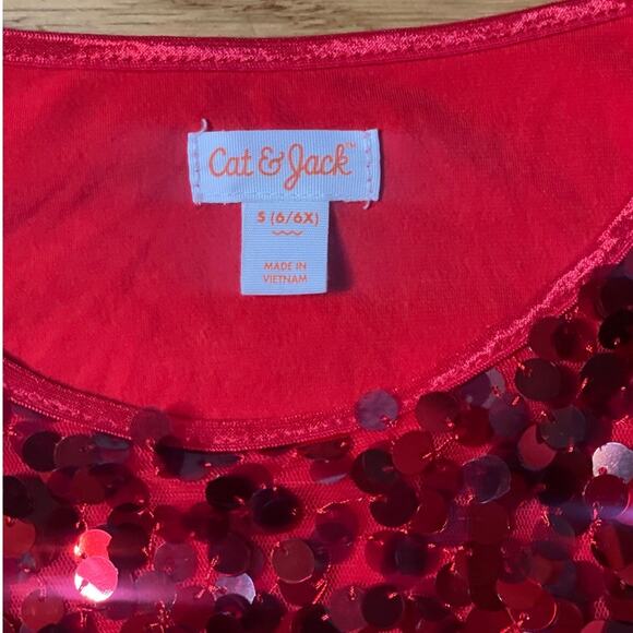 Cat & Jack Red Sequin Holiday Dress - Size 6 - Picture 5 of 16